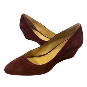 Talbots Emma Wedge Pumps Womens 6.5M Maroon Burgundy Leather Suede NEW